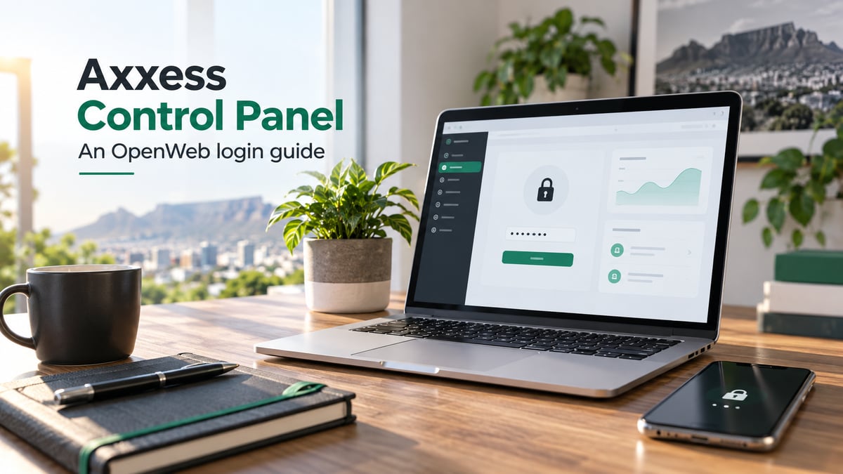 Illustration of a secure laptop for the Axxess South Africa Control Panel guide